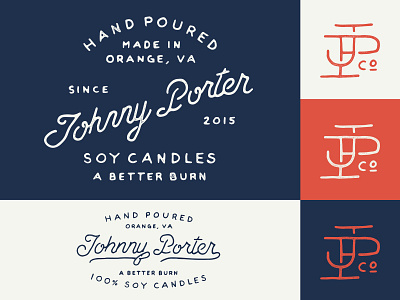 Johnny Porter branding candles hand drawn hand lettering jp lettering logo type typography vintage