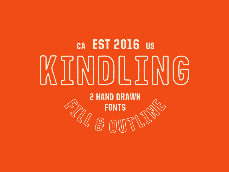 Kindling - Hand Drawn Font outline condensed sans serif typeface font type vintage lettering typography hand drawn