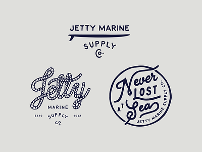Jetty SS18 badge hand drawn lettering marine rope surf typography vintage