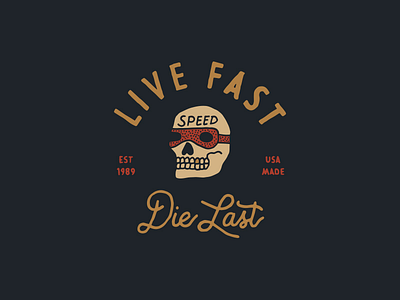 Live Fast Die Last hand drawn illustration lettering skull tattoo typography vintage