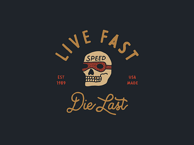 Live Fast Die Last hand drawn illustration lettering skull tattoo typography vintage