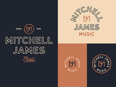 Mitchell James Music badge branding hand drawn lettering typography vintage