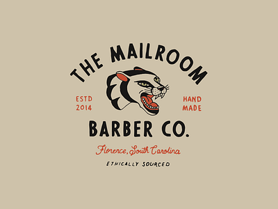 Mailroom Barber hand drawn illustration lettering panther tattoo