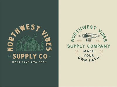 Northwest Vibes Supply Co cabin canoe hand drawn illustration pnw t shirt design