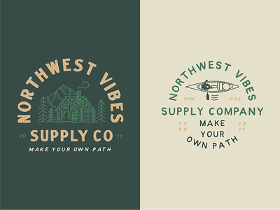 Northwest Vibes Supply Co cabin canoe hand drawn illustration pnw t shirt design