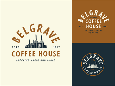 Belgrave Coffee House badge branding hand drawn illustration logo typography vintage