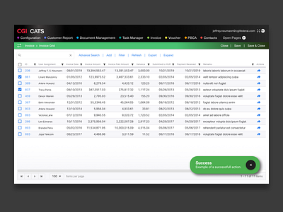 CGI CATS Invoice Screen design ui web