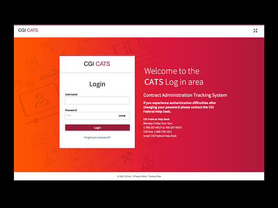 CGI CATS Log in Screen branding design flat ui web website