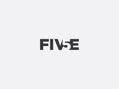 Five 5 Negative Space Logo Design design flat icon illustration illustrator lettering logo minimal typography