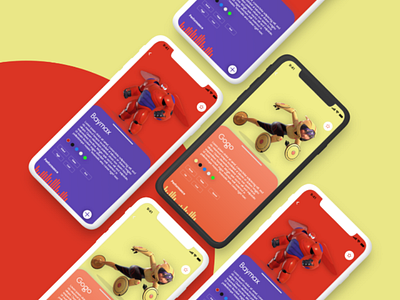 Hero .6 adobe xd app design ios red robot ui ux yellow