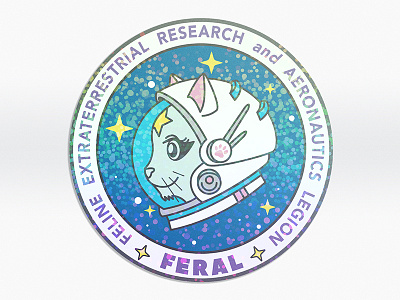 FERAL Cat Astronaut Holographic Sticker