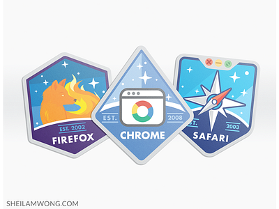 Web Browser Badges badge badges chrome firefox illustration illustrator internet safari stickers web browsers