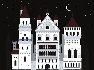 Castle castle door fireart fireart studio flat moon night tower