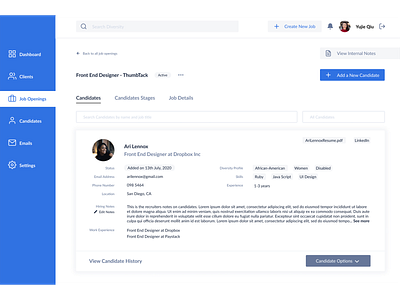 Recruiter Dashboard figma user interface