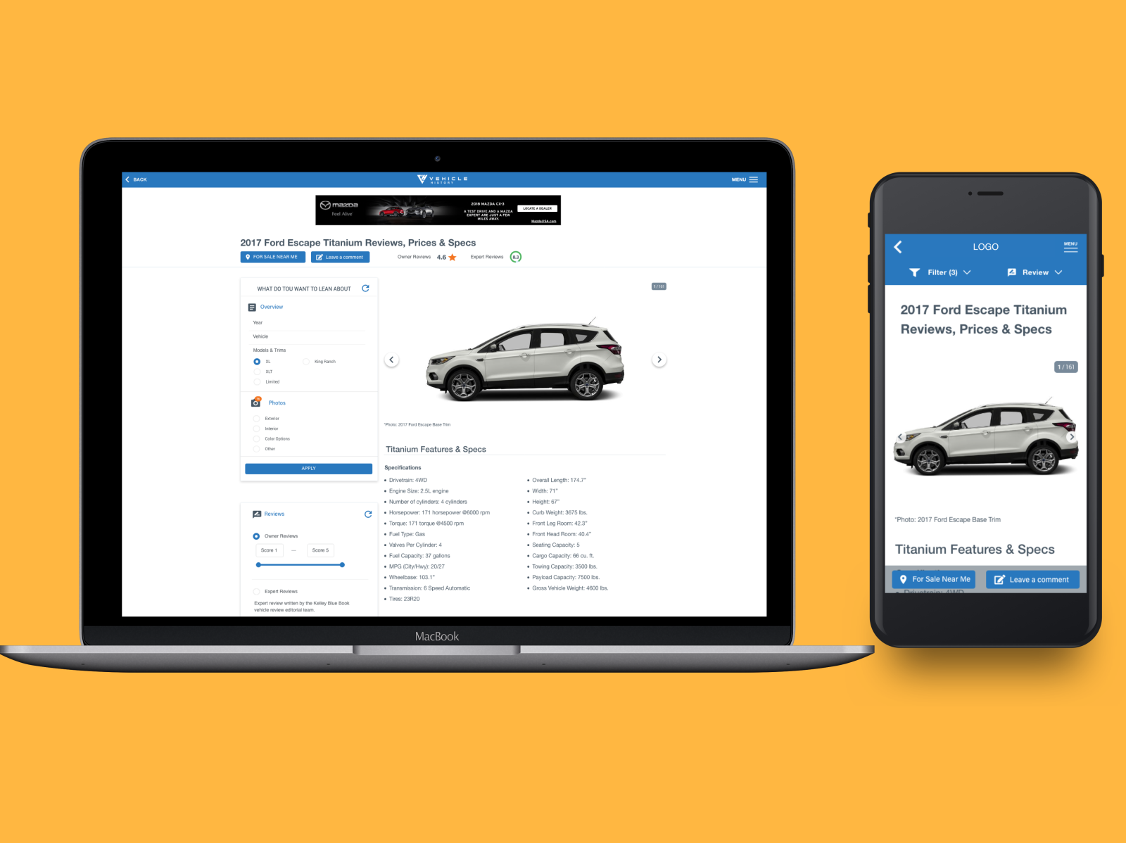  & Mobile Redesign View Vehicle Report by SzuYu Yang on Dribbble