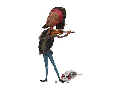 Busker and Doggie character design illustration photoshop