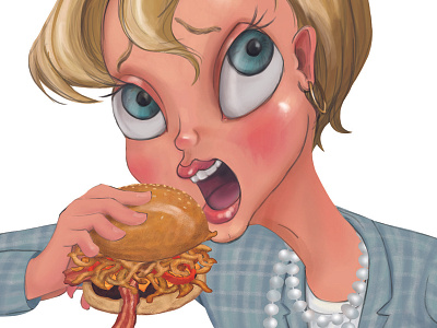 Business Chick: At the airport and in a hurry! burger character design getitinfast illustration photoshop