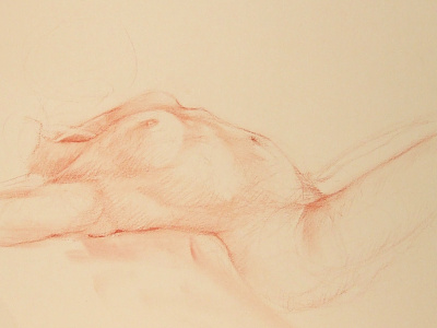 Nude Torso Reclining conte figure drawing life drawing