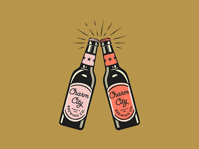 Cheers for Charm City beer illustration retro retro font texture vector