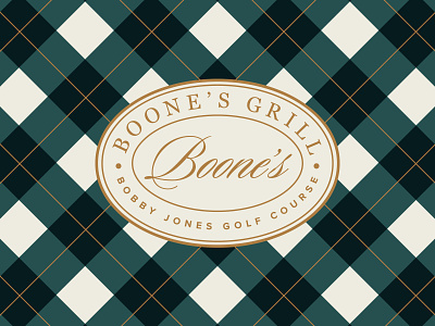Boone's in Plaid badge branding design elegant georgia golf golf club golf course logo plaid restaurant typography vector