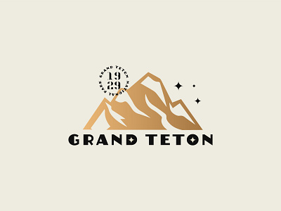 Grand Teton badge branding design gold foil illustration logo logos mountain nasa national park park parks stamp stars type typogaphy vector