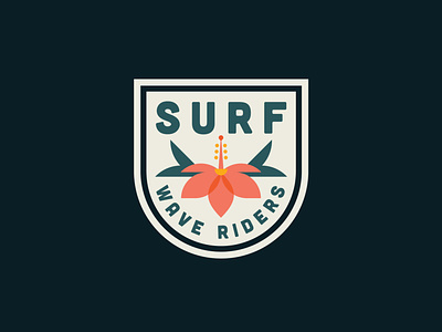 Surf Badge badge badge design badge logo branding clean design elegant flat floral floral design flower illustration island logo patch surf tropical vector