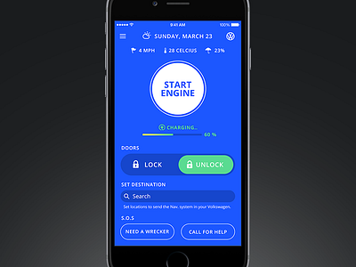 Volkswagen car app prototype flat ios minimal volkswagen vw