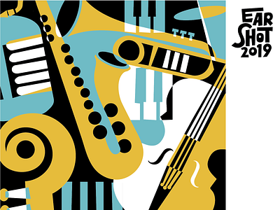 Earshot Jazz advertising brand id branding campaign illustration music artwork pattern vector visual design