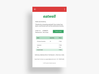 DailyUI #017 - Email Receipt