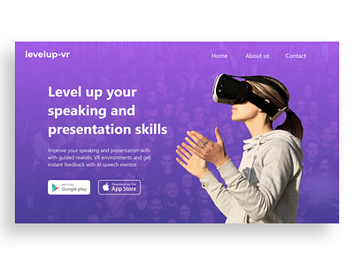 Landing page for vr app