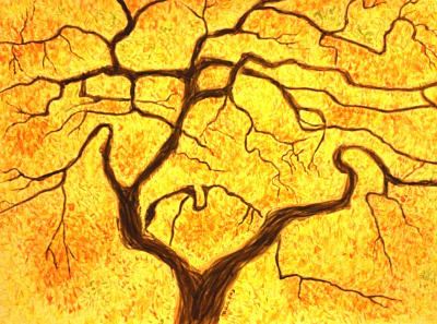Autumn Fire art autumn cell design fall fire growth painting tree vector veins watercolor