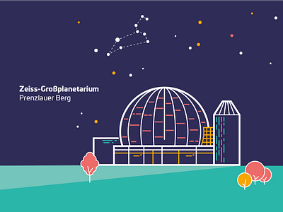 Planetarium Berlin architecture building germany illustration stars vector yellowtoo