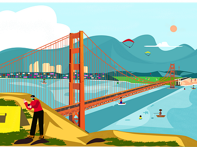 Golden Gate Bridge to Holiday bridge california golden gate holiday illustration illustrator ilustrator san francisco vocation