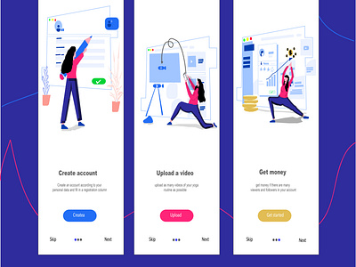 onbording yoga vidio app illustration ilustrator onboarding ui ux