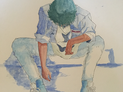 Yusuke Blue kingwonder watercolor yu yu hakusho