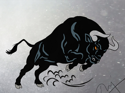 Angry bull digital painting photoshop art