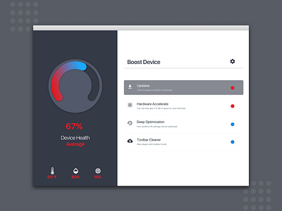 Boost Device desktop app infographic elements optimizer