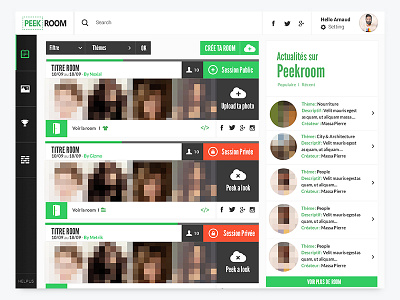 Peekroom app dashboard design digital network photo picture poeple social timeline web