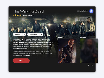 Tv App - Daily UI app application daily design the walking dead tv ui web