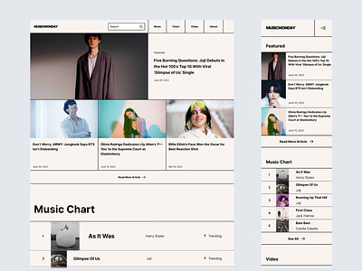 Music News 90s bold branding design graphic design home page home page design line music news ui ui design