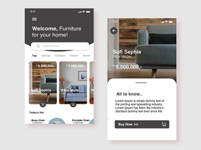 Furniture App creative design furniture home page home page design ui ui design ui ux ux
