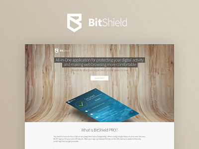 Bit Shield Pro application desktop landing page logo pc security web design