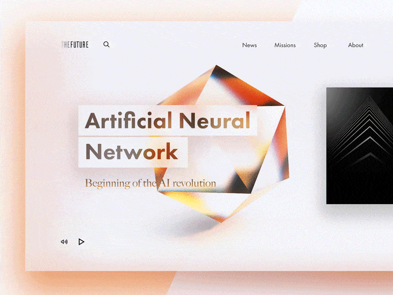 Artificial Neural Network 3d ai animation blender crystal design diamond future gradient illustration landing motion typography ui ux