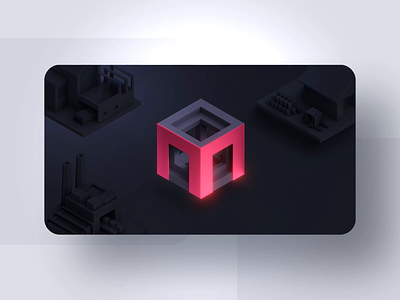 Moicon - Gamified Factilty Management 3d animation app branding cube dark data facility factory gamified hexagon logo logo presentation logo reveal m product design stats ui warehouse web design