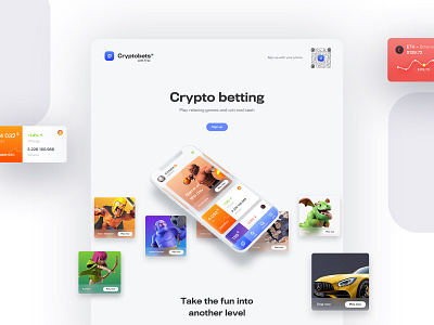 Cryptobets 3d bitcoin branding buy crypto cryptocurrency ether finance game gamification gaming gradients iphone light material design mobile payments ui wallet web design