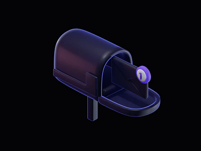 Mailbox - 3D Animatied Illustration 3d animation blender branding c4d clean dark email esport glow icon iconography icons illustration isometric mail mailbox newsletter post render
