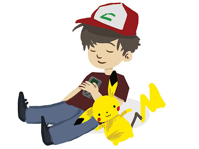 Ash ketchum & Pikachu illustration photoshop pokémon sketch