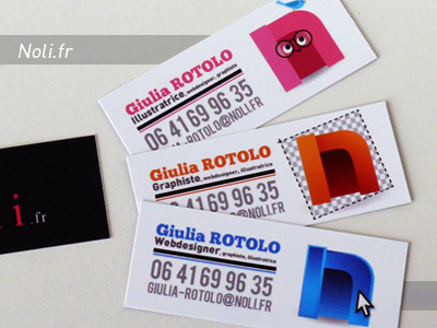 Business card - Noli blue business card illustration logo moo orange pink print typography