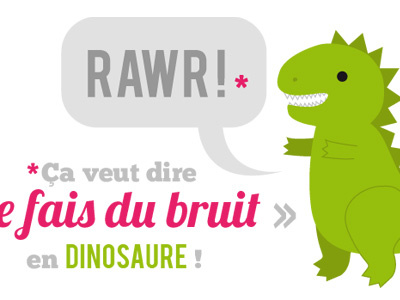 Rawr - It means "Je fais du bruit" in dinosaur ! banner dinosaur illustration illustrator space typography vector vector illustration white