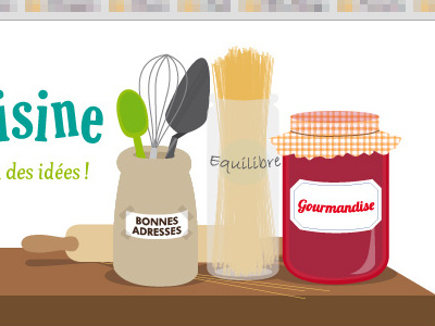 Kitchen Banner confiture cooking illustration kitchen spaghettis vector webdesign